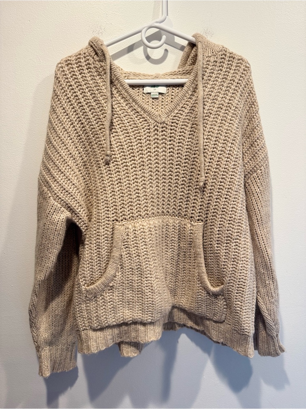 Aerie Chunky Knit V-Neck Sweater Hoodie
